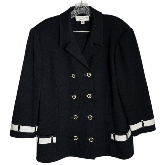 St. John Jackets & Blazers - St. John Beautiful Santana Knit Button Jacket Blazer Black Size 16 / XL